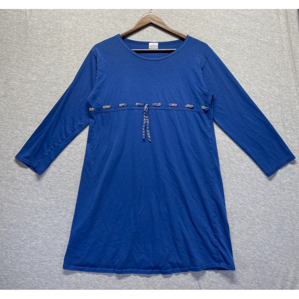 Arizona Jean Company Mini Dress Womens Medium Blue 3/4 Sleeve Drawstring Waist